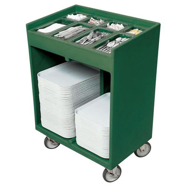 CARRETILLA C/RECIPIENTES P/CUBIERTOS Y BANDEJAS VERDE CAMBRO