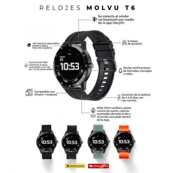 SMARTWACH MOLVU T6 NARANJA