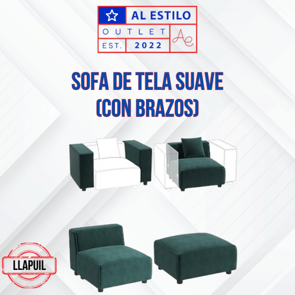Sofa con brazos tela suave LLAPUIL
