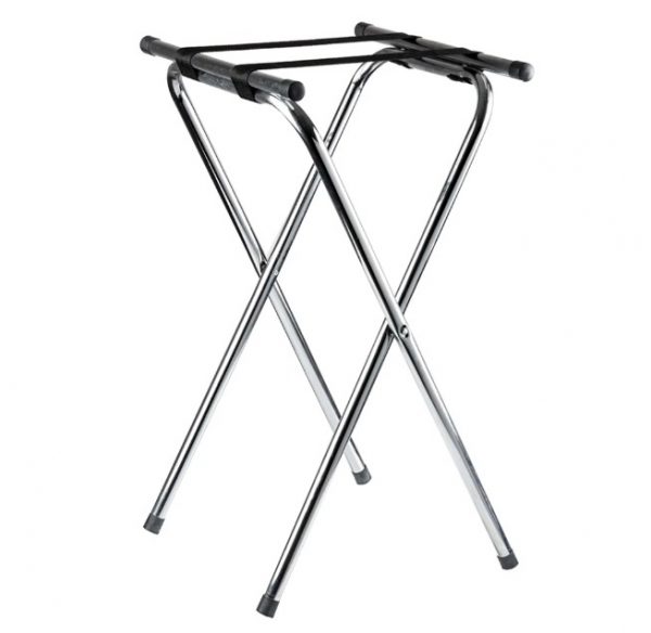 Soporte para 24 bandejas Tablecraft con cromado, construcción tubular, barra doble