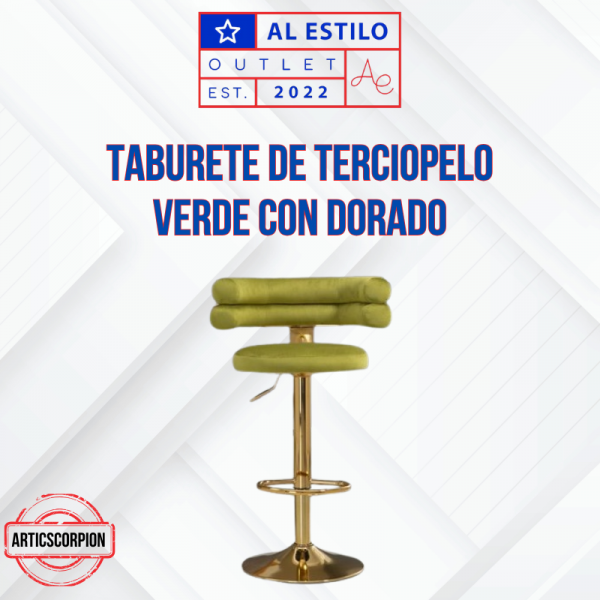 Taburete de terciopelo verde con dorado ARTICSCORPION
