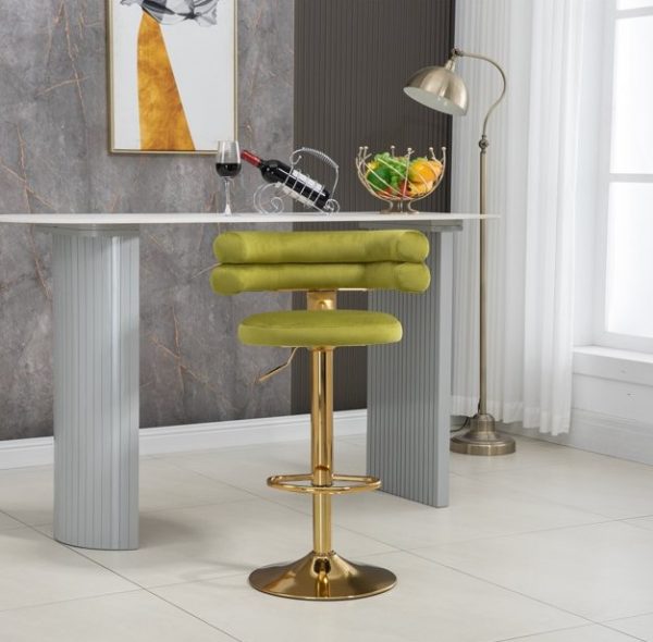 Taburete de terciopelo verde con dorado ARTICSCORPION