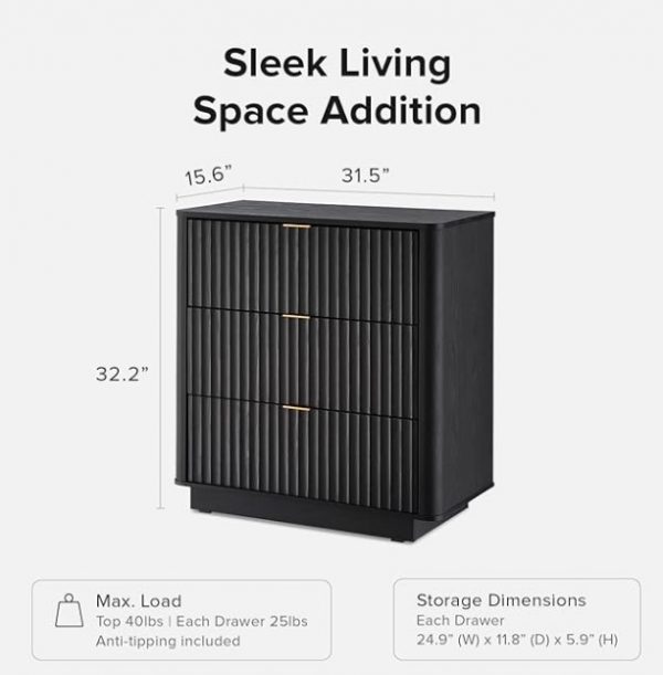 Mueble de interior con 3 cajones MOPIO negro