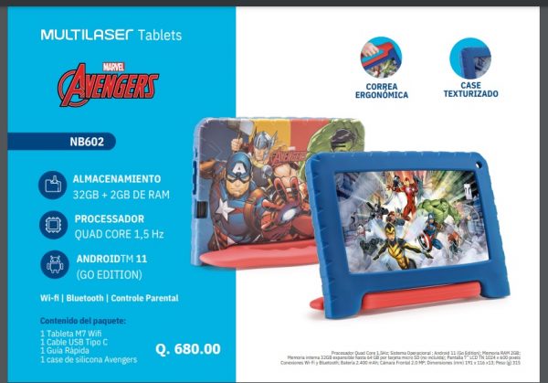TABLET KIDS DE DISNEY PERSONAJES AVENGERS