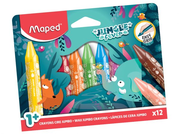 CRAYON DE CERA MAPED JUNGLE FEVER JUMBO 12 COLORES