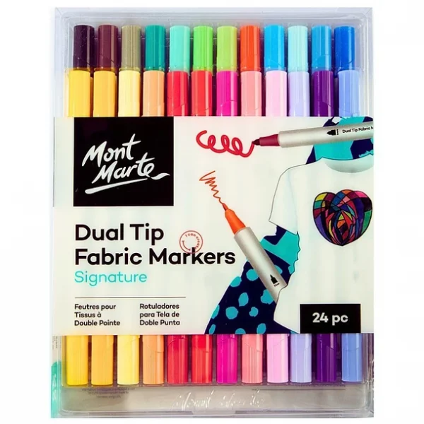 Set de 24 marcadores doble 2 y 5mms para Tela Mont Marte