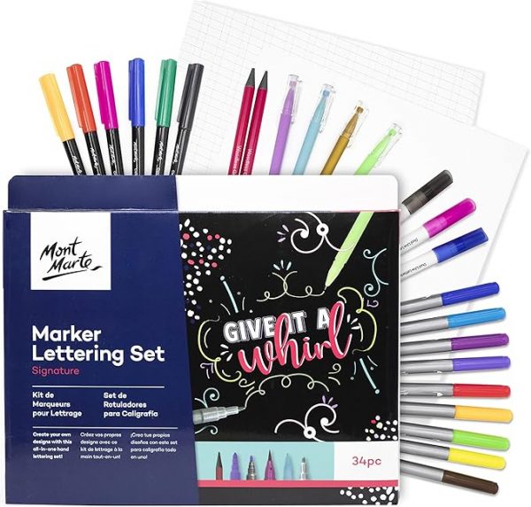 Set de marcadores para caligrafía Mont Marte 34 piezas