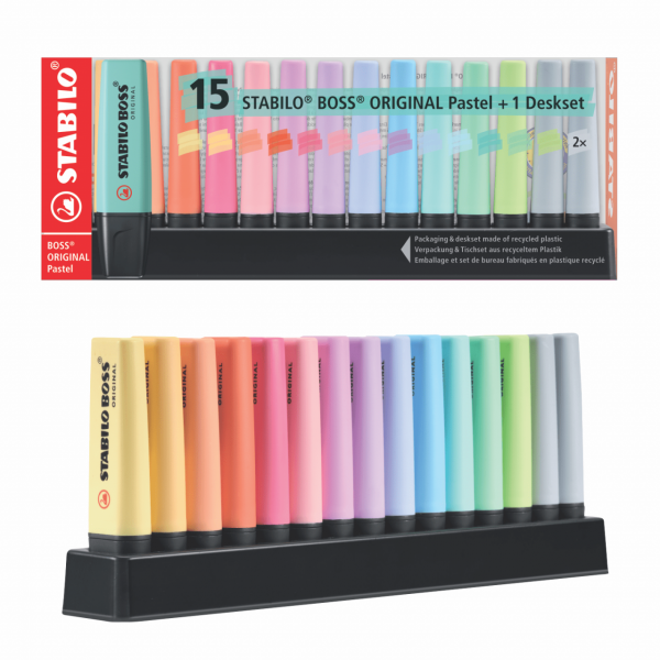 Resaltador Boss Pastel 15 Colores Stabilo