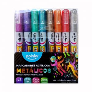 Marcador Acrílico Metalizados 8 Colores Pointer