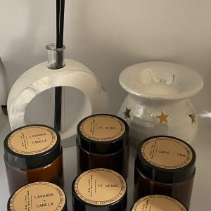 VELA DE SOYA PRESENTACIÓN ÁMBAR DE 100gr y 50gr