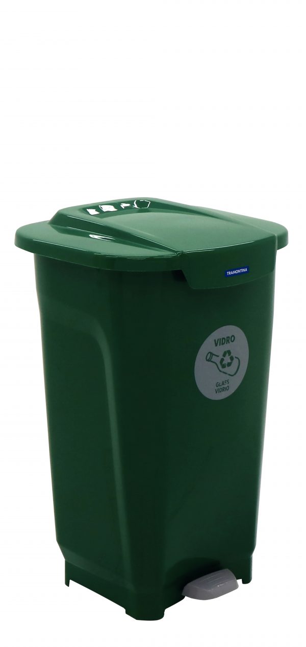 Basurero Tramontina T-Force de Colección Selectiva de Polipropileno Verde 50 L 92813/820