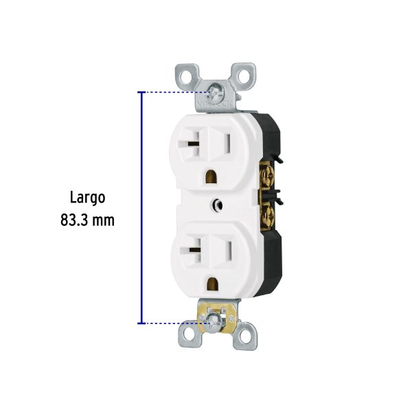 Contacto dúplex, 2 polos 3 hilos, 20 A, Standard, blanco