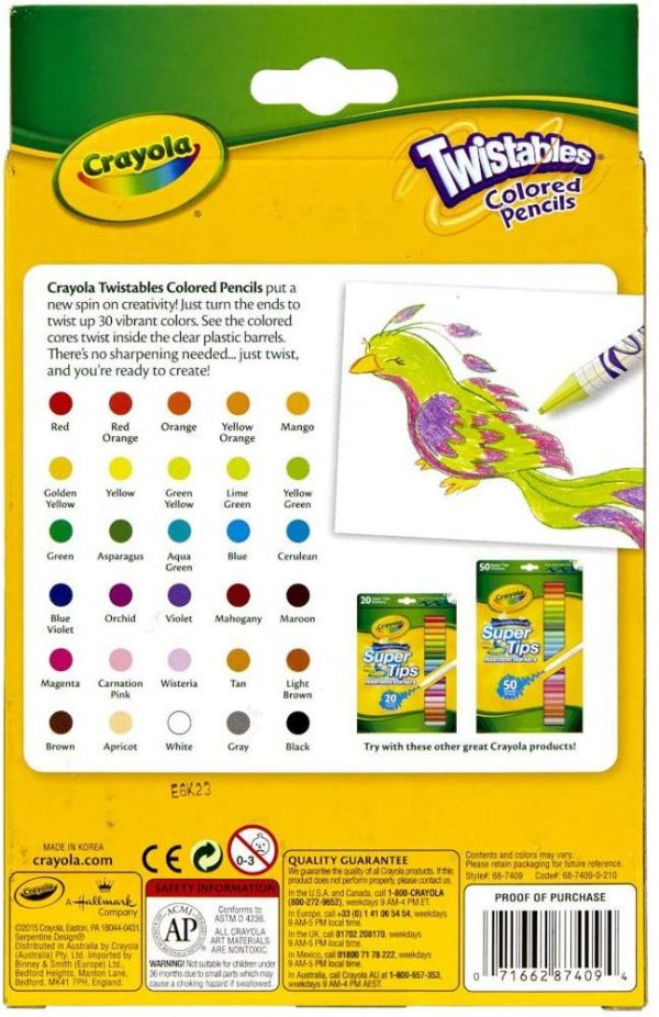 Caja de Crayones Crayola Twistables 30 colores giratorio