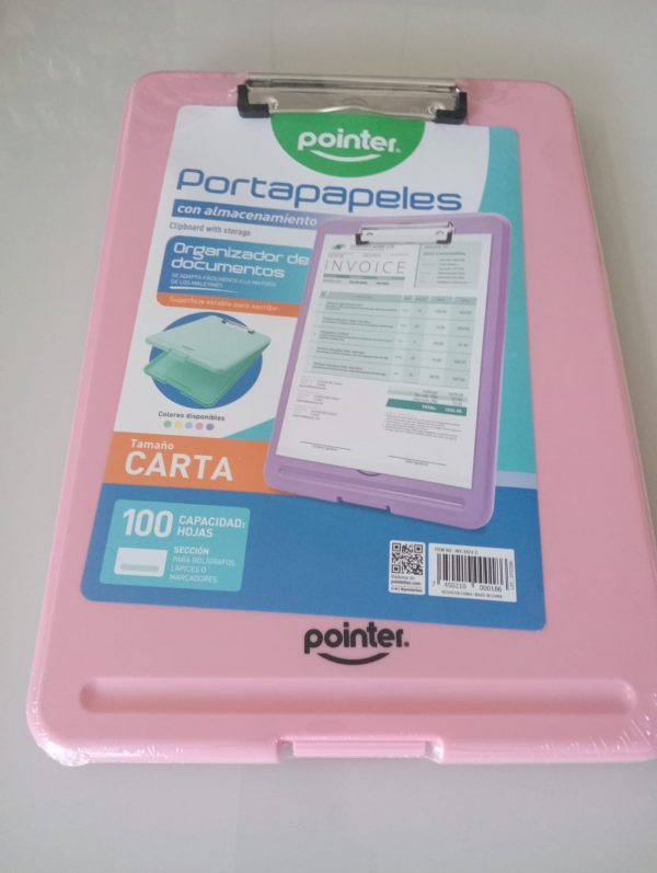 Portapapeles tamaño carta Pointer Rosado Pastel