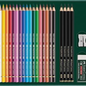 Set de 17 Lapices Polychromos + 4 Pitt Graphite Matt - Incluye Sacapuntas y Goma de Borrar Faber Castell