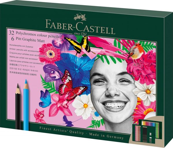 SETS POLYCHROMOS 32 LAPICES DE COLOR + 6 PITT GRAPHITE MATT DE FABER CASTELS
