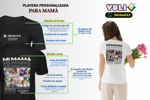 PLAYERA PERSONALIZADA PARA MAMÁ ESTILO PS36V1