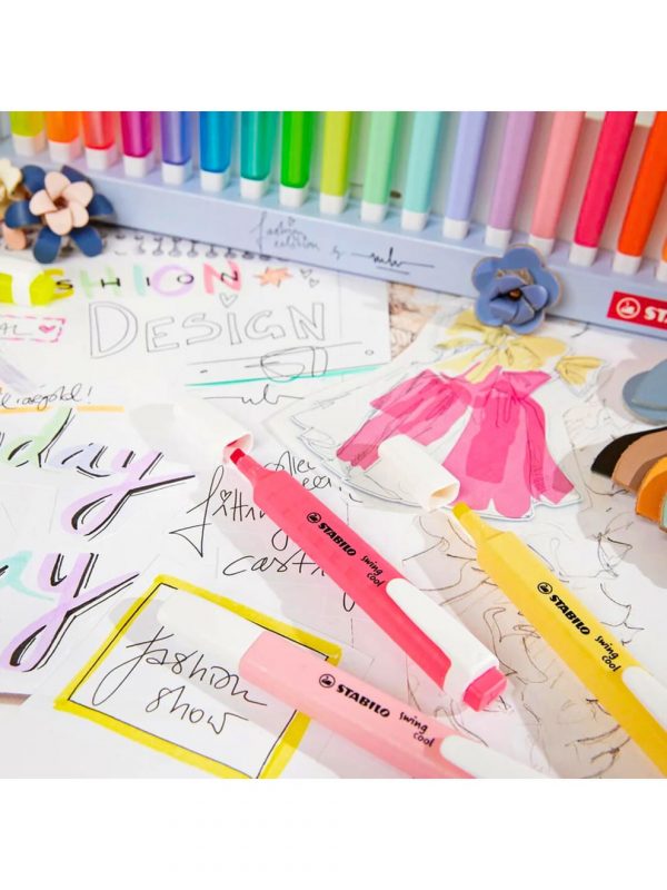 Estuche De 18 Resaltadores Color Pastel Y Neón, 10 Pastel Y 8 Neón, Swing Cool Stabilo