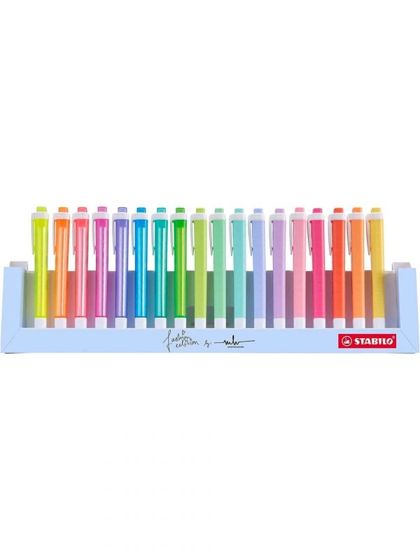 Estuche De 18 Resaltadores Color Pastel Y Neón, 10 Pastel Y 8 Neón, Swing Cool Stabilo