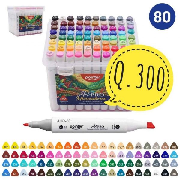 Set de marcadores doble punta 80 colores base de alcohol Art Pro