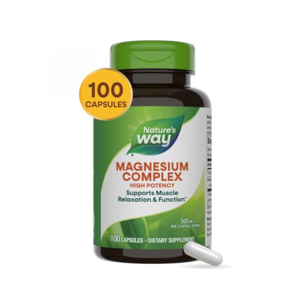 🧴 Magnesio Complex Nature’s Way – 100 cápsulas ✨ Apoyo avanzado para músculos, corazón y energía celular con citrato de magnesio.