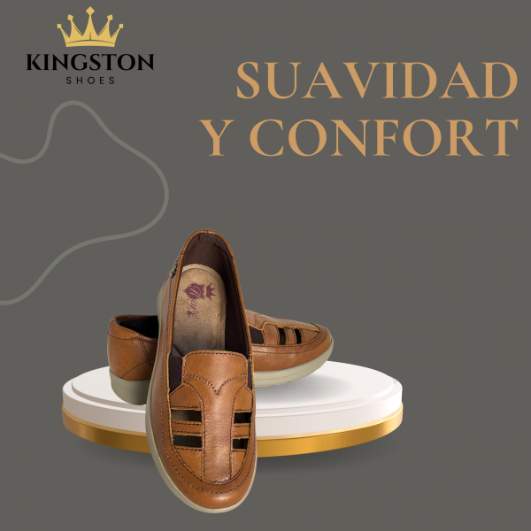 Zapatos de Piso para Mujer en Cuero Café