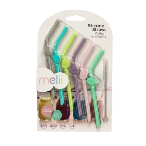 Pajillas de silicona y cepillo de limpieza