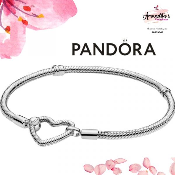 Brazalete Cadena de Serpiente con Cierre de Corazón Pandora Moments