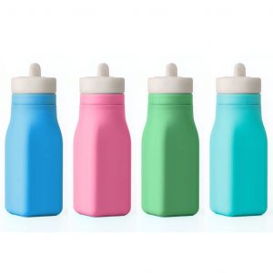 Botella Omie de silicon y pajilla