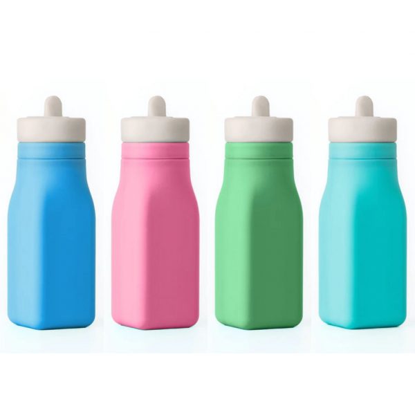 Botella Omie de silicon y pajilla