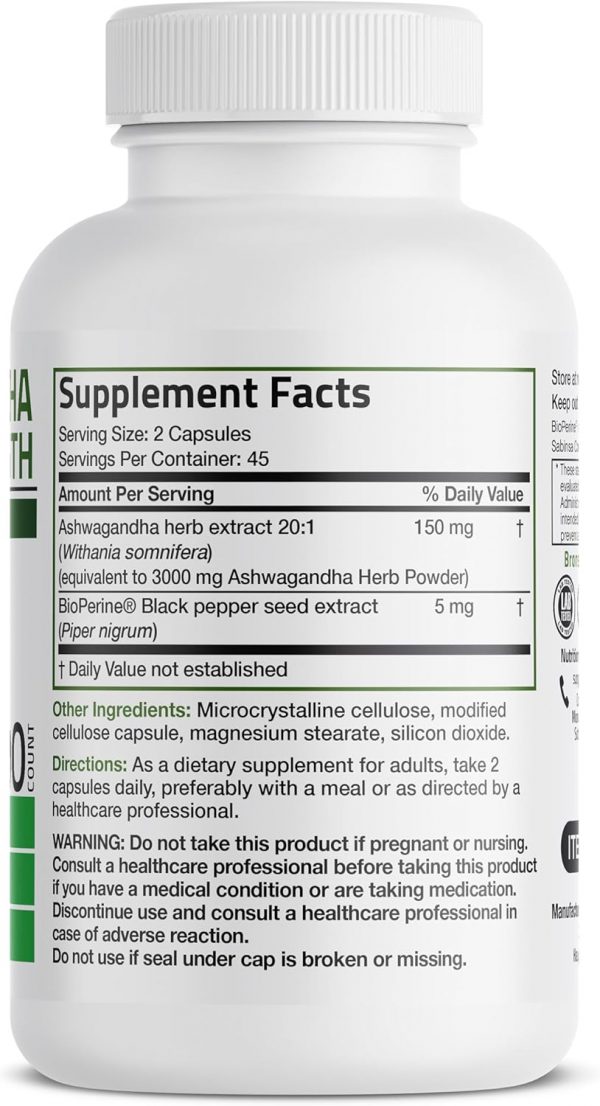 🌿 Ashwagandha Extra Strength – Bronson® (90 cápsulas) ✨ Apoyo natural para el estrés, el ánimo y la salud cerebral.