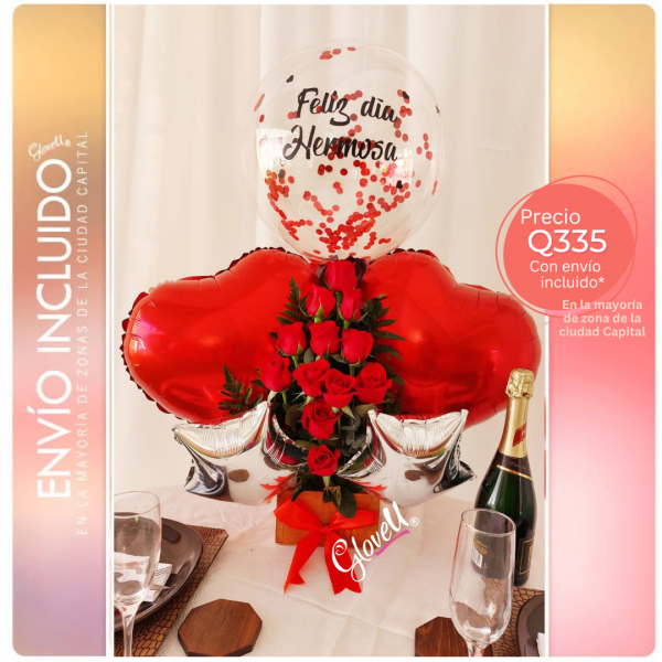 Flores y globos aniversario