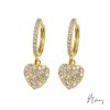 925 Silver Aretes Huggies Corazón Pavé