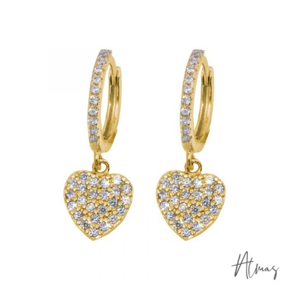 925 Silver Aretes Huggies Corazón Pavé