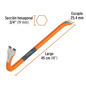 Barreta (pata de cabra) de uña de 3/4" x 45 cm, Truper