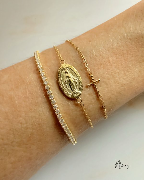 925 Silver Pulsera Medalla Virgen