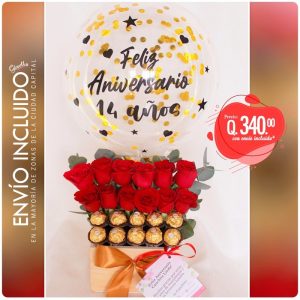 🎈🌹🍫 ¡Celebremos nuestro amor en grande! 💖 Un globo personalizado con tu mensaje, rosas que hablan desde el corazón y Ferrero Rocher para endulzar este aniversario tan especial. 📦 Servicio a domicilio | 🎯 ¡Personalízalo para tu historia de amor! #Aniversario #GlobosPersonalizados #Rosas #FerreroRocher #DetallesConAmor #RegalosRománticos