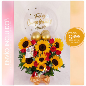 Girasoles y rosas