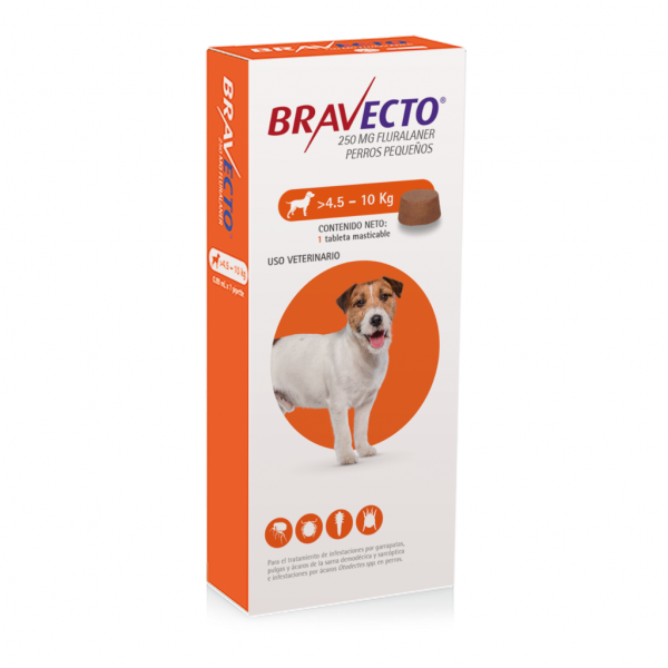 Bravecto 4.5 a 10 Kg Pastilla antipulgas, 12 semanas de proteccion