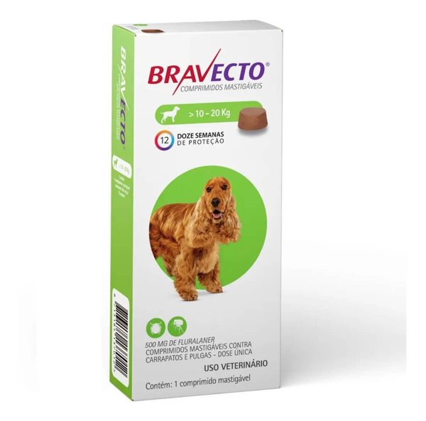 Bravecto 10 a 20 Kg Pastilla antipulgas, 12 semanas de proteccion