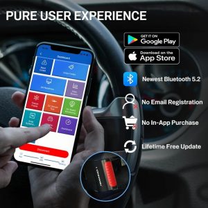 KONNWEI KDIAG Bluetooth OBD2 escáner herramienta de diagnóstico para iPhone y Android Wireless Check Engine Light Lector de código de coche Bluetooth 5.2 con diagnóstico de sistema completo,