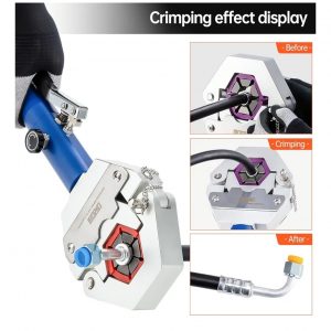 Crimpadora hidráulica de manguera de CA Hydra-Krimp 71500 Kit de crimpadora manual de manguera de A/C Kit de reparación de aire acondicionado Herramienta de prensado de manguera hidráulica