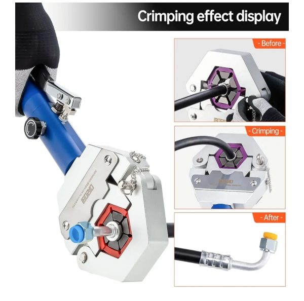 Crimpadora hidráulica de manguera de CA Hydra-Krimp 71500 Kit de crimpadora manual de manguera de A/C Kit de reparación de aire acondicionado Herramienta de prensado de manguera hidráulica