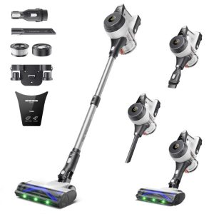 Aspiradora Inalámbrica Vertical 2 en 1 JASHEN, Potente Succión con Luz LED