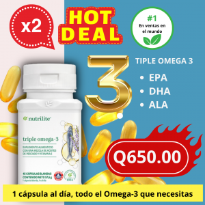 🔥 HOT DEAL: 2 frascos de Triple Omega por Q650.00 🔥 ¡Nutre tu corazón, tu mente y tus articulaciones con lo mejor del mar y la naturaleza! 🌊💙