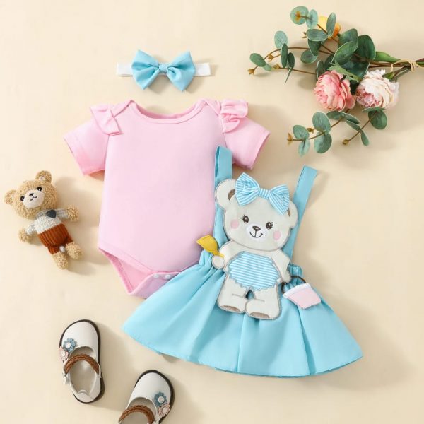 Traje casual para niña diseño de osita