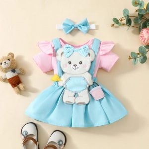 Traje casual para niña diseño de osita