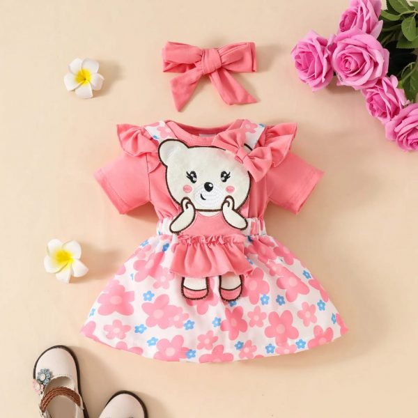 Traje bodi y con vestido diseño de osita