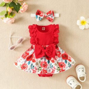 Vestido floreado color rojo