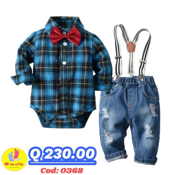 Traje formal cuadriculado con corbatín